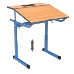 Schülertisch-1 Platz, Ecoflex, höhenverstellbar, mit neigbarer Tischplatte 